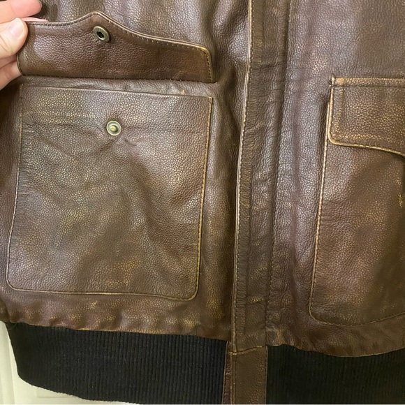 LM Jackets 2X Men’s Distressed Brown Leather Bomber Aviator Coat NWT - Picture 5 of 14